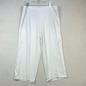 J. Jill Size L 100% Rayon Pull On Wide Leg Cropped Pants White Mature Capsule